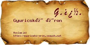 Gyuricskó Áron névjegykártya